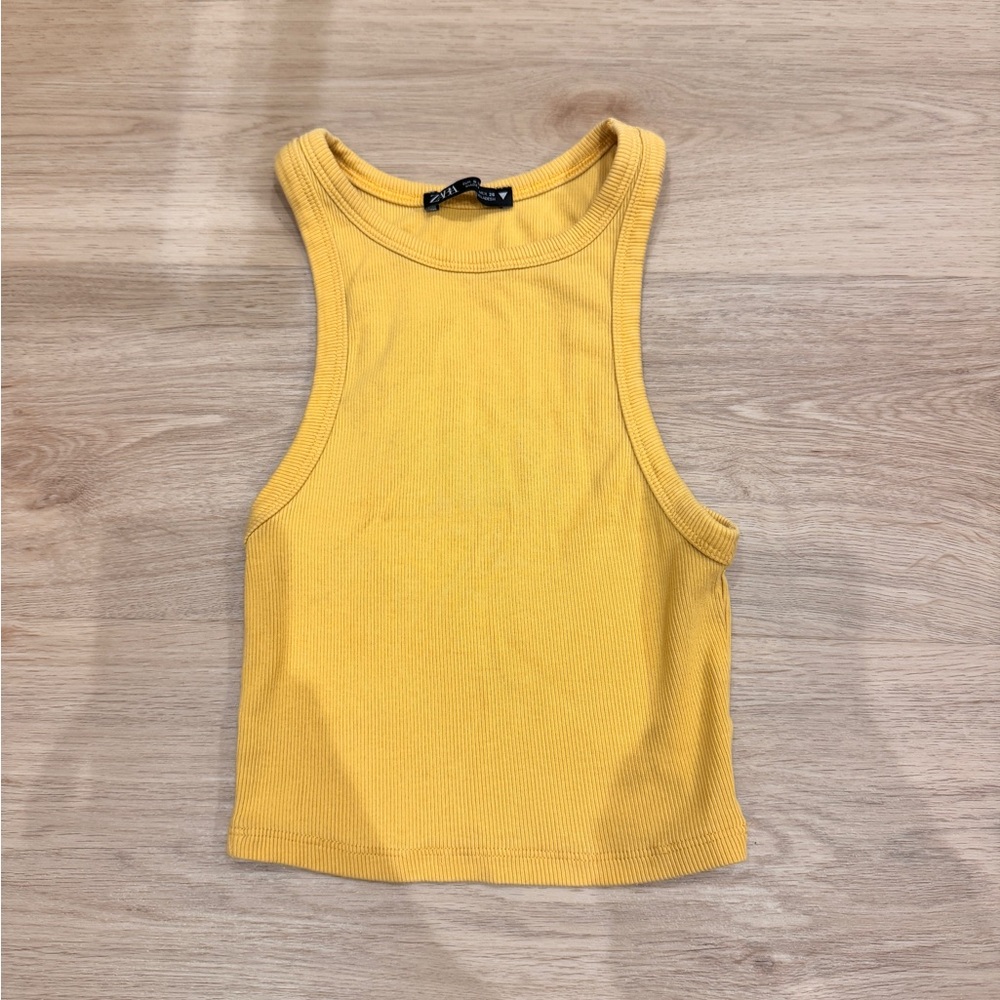 Yellow Cropped Tank Top